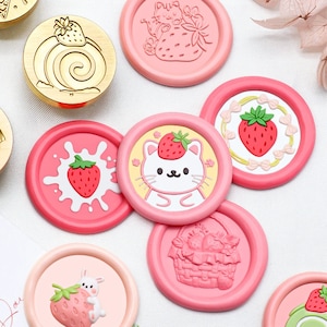 Sellos de cera, sellos encantadores y dulces, sellos de cera para envolver regalos de boda e invitaciones, kit de sellos de cera de fresas dulces, sellos de fresa