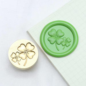 Carimbo de cera, carimbo de trevo de quatro folhas, selos de cera para embrulho de presente de casamento, kit de carimbo de cera de trevo em forma de coração, selagem de folhas