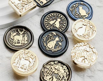 Wax Seal Stamps, Cat Stamps, Forest Wax Seals for Invitation Wedding Gift Wrapping, Animal Wax Stamps, Cat wax seal Kit, Deer Sealing Stamp