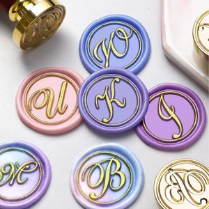 Sellos de cera con letras, sellos de letras, sellos de cera con letras caligráficas para envolver regalos de boda o invitaciones, kit de sellos de cera con letras mayúsculas vintage