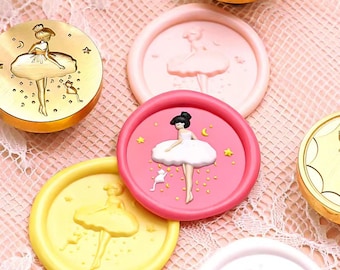 Wax Seal Stamp, The Ballet Girl Stamp Wax Seals for Invitation Wedding envelope Gift Wrapping, Star Moon Wax Stamp Kit, Cute Sealing stamp