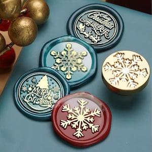 Timbri con sigillo di ceralacca, timbro di buon Natale, sigilli di ceralacca invernali per inviti, confezioni regalo per matrimoni, kit di timbri in ceralacca a forma di fiocco di neve, timbri per ceralacca