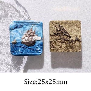 Sello de cera, sello de barco en las olas, sellos de cera para invitación, sobre de boda, envoltura de regalo, kit de sello de cera de ola, sellado de estufa de cera