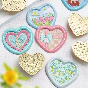 Herz Wachssiegel Stempel, Herzschmerz Wachssiegel für Einladung Hochzeit Geschenkverpackung, Herz geschenkbox Wax Stamp Kit, Herzschloss Stempel, Botanical
