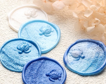 Sello de cera, sello de cera de playa de arena para invitaciones, sobres de boda, envoltorios de regalos, kit de sello de cera de tortuga marina, sello de sellado, estufa de cera