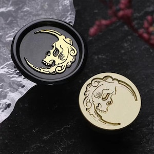 Schädel Mond Wachssiegel Stempel, Schädel Wachssiegel für Einladung Hochzeit Geschenk Verpackung, Schädel Wachssiegel Kit, Dunkle Versiegelung Stempel, Mond stempel