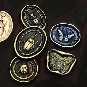 Selos de cera, selos de insetos, selos de cera para embrulhos de convites, kit de selos de cera de borboleta, selo de cera de besouro, cigarra longicorn