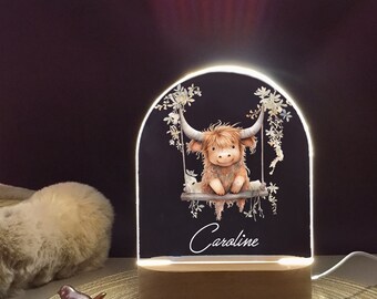 Personalized night light for baby, Lovely yak night light with name, animal acrylic night lamp, kids room gift, baby shower gift, Owl lamp
