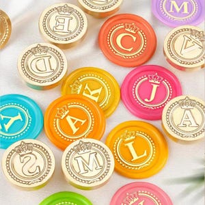Sellos de cera, sellos de letras con forma de corona, sellos de cera con forma de rey para envolver regalos de boda o invitaciones, kit de sellos de cera con forma de letra, sellos de cera para sellar