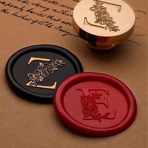 Sellos de cera, sellos de letras con flores botánicas, sellos de cera para envolver regalos de boda o invitaciones, kit de sellos de cera con letras mayúsculas de flores