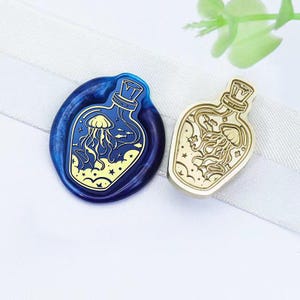 Wachs Siegel Stempel, Qualle in der Flasche Stempel Wachs Siegel für Einladung Hochzeit Geschenkverpackung, Wachs Stempel Kit, Qualle in der Flasche Wachs Siegel