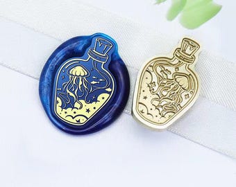 Wax Seal Stamp, Jellyfish in a bottle Stamp Wax Seals for Invitation Wedding Gift Wrapping, Wax Stamp Kit, Jellyfish in a bottle Wax seal