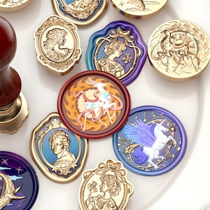Vintage Wachs-Siegel Stempel, duftende Blumenmädchen Stempel, Wachs-Siegel für Einladung Hochzeit Geschenkverpackung, Christine Wax Stamp Kit Wax Spoon