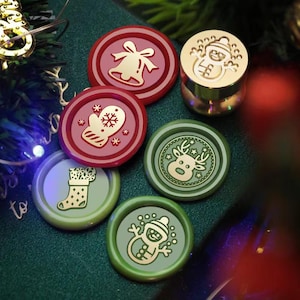Mini Wachs Siegel Stempel, Frohe Weihnachten Stempel, Wachs Siegel für Einladung Hochzeit Geschenk Verpackung, Lovely Wachs Stempel Kit, Siegelwachs Stempel