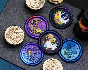 Sellos de lacre, sellos de luna, sellos de lacre para invitaciones y regalos de boda, kit de sellos de lacre de luna nueva, cuentas de lacre para sellar luna nueva, horno de cera