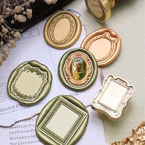 Wachs Siegel Stempel, Vintage Stempel Rahmen Wachs Siegel Kit für Einladung Hochzeit Geschenkverpackung, Bilderrahmen Wachs Stempel, Französische Versiegelungsstempel