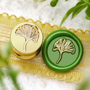 Wachs Siegel Stempel, Ginkgo Blatt Stempel, Mini Wachs Siegel für Einladung, Hochzeit, Geschenkverpackung, Ginkgo Blatt Wachsstempel Kit, Blatt Siegelwachs Ofen