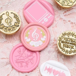 Sellos de sello de cera, sello de reproductor de música, sellos de cera de cinta de radio para envolver regalos de invitación, kit de sellos de cera de música, sello de sellado de reloj de música PIANO