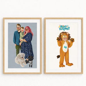 Ilustración de personaje personalizada / Retrato de pareja y familia estilo libro de cuentos / Arte digital personalizado / Ilustración de personaje de libro de cuentos personalizada imagen 10