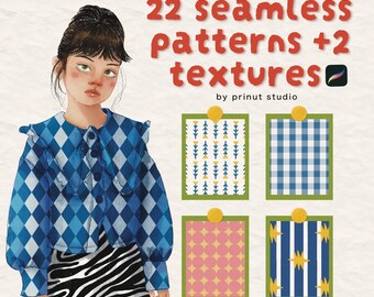 22 pinceles de patrones sin costuras para Procreate / Pinceles de textura, diseño de superficies (descarga digital)