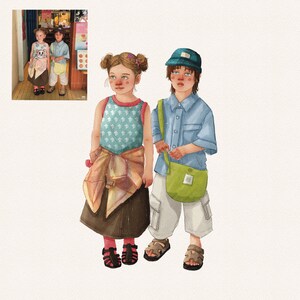 Ilustración de personaje personalizada / Retrato de pareja y familia estilo libro de cuentos / Arte digital personalizado / Ilustración de personaje de libro de cuentos personalizada imagen 5