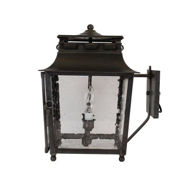 Salem Lantern - Darkened Copper - Clear Seedy Glass - Wall Bracket