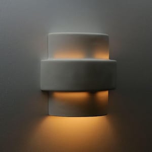 Ziggurat - Medium Wall Washer - Indoor - Outdoor Ceramic Sconce