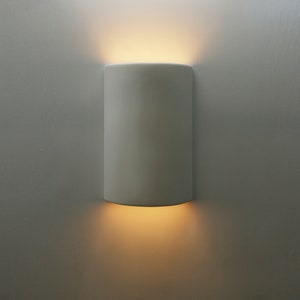 15" Indoor Half Cylinder Ceramic Lighting - Flush Mount - Sconce Lamp