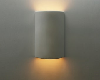 15" Indoor Half Cylinder Ceramic Lighting - Flush Mount - Sconce Lamp
