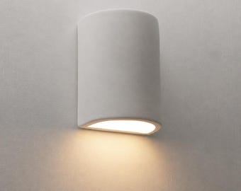 9.5" Slim Half Cylinder Ceramic Sconce - Indoor - Outdoor Wall Light