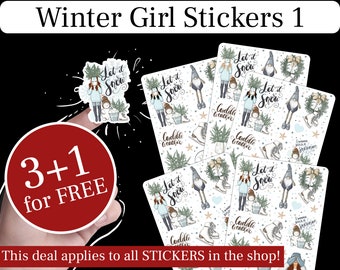 WINTER Christmas Sticker Sheet Pack, Holiday Stickers, Plannergirl Stickers, Stickers Girl