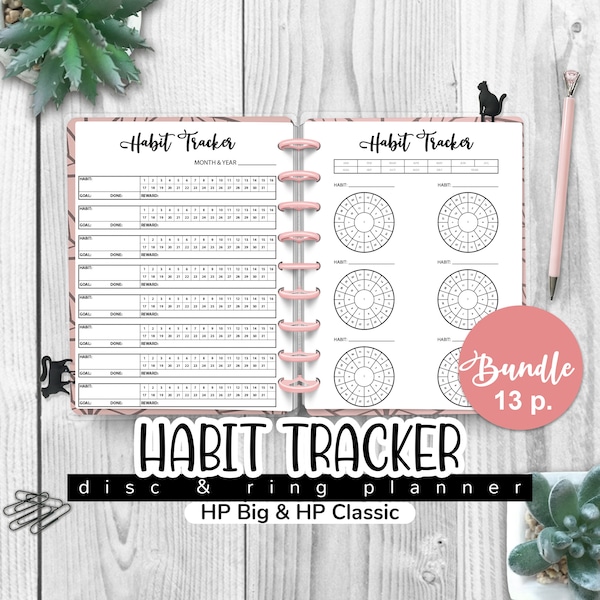 HABIT Tracker Bundle, Happy Planner BIG & Classic, Circular Habit Tracker, Weekly, Monthly and Yearly Habit Tracker