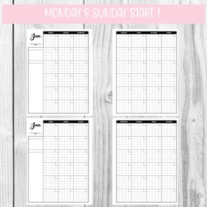 Undated MONTHLY Planner, Happy Planner BIG & Classic, Monthly Log, Monthly Overview, Month at a Glance, PDF Printable Insert 画像 3
