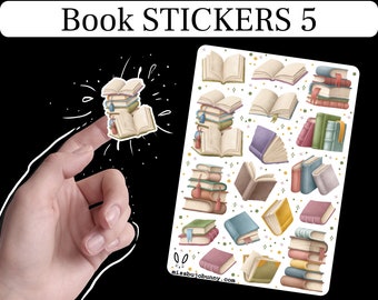 BOOK Stickers 5, Books Stickers, Reading Stickers & Booklover Stickers, Reading Girl Stickers, Booknerd Stickers, Book Sticker Sheet