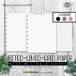 DOTTED, Lined, Squared and Grid Paper, Big & Classic Happy Planner Inserts
