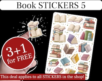 BOOK Stickers 5, Books Stickers, Reading Stickers & Booklover Stickers, Reading Girl Stickers, Booknerd Stickers, Book Sticker Sheet