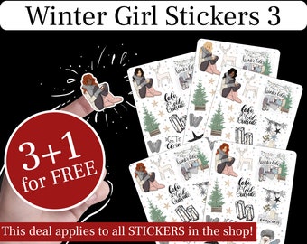 Winter Girl Sticker BLAD 3, Gezellige Winter Items Stickers, Planner Girl Sticker & Girl Boss Sticker Planner