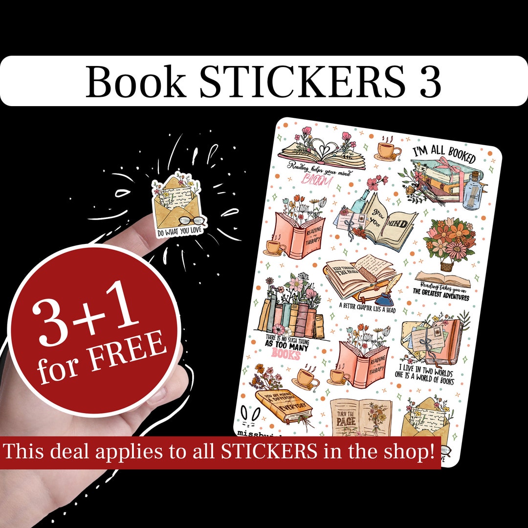 BOOK Stickers 3, Book Stickers Quote, Reading Sticker Sheet, Booknerd