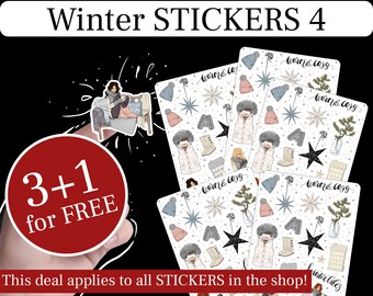 Winter Planner Girl 4, Gezellige Winter Sticker Vel, Journaling Sticker Set, Winter Girl Sticker Sheet Set, Planner Girl Sticker