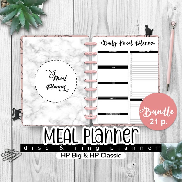 MEAL PLANNER Undated, Big & Classic Happy Planner Inserts, Happy Planner Printable