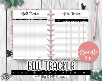 BILL Tracker, maandelijkse en jaarlijkse factuurtracker, Happy Planner groot en klassiek