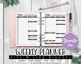 WEEKLY Planner Inserts Undated, Weekly Agenda, Weekly Spreads, 4 Weekly Layouts, Week on One Page