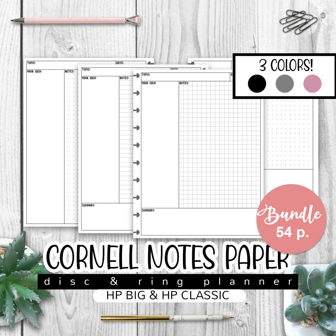 CORNELL NOTES, Lined, Squared and Grid Paper, Big & Classic Happy ...