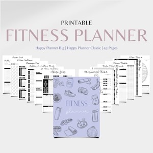 FITNESS Planner | Printable PDF | 43 Pages | Happy Planner Big & Classic | Workout Tracker, Meal Log, Weight Loss Tracker | Happy Planner