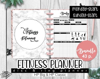 FITNESS Planner Undated, Workout Planner, Meal Planner, Macro Trackers, Big & Classic Happy Planner Inserts, Happy Planner Printable