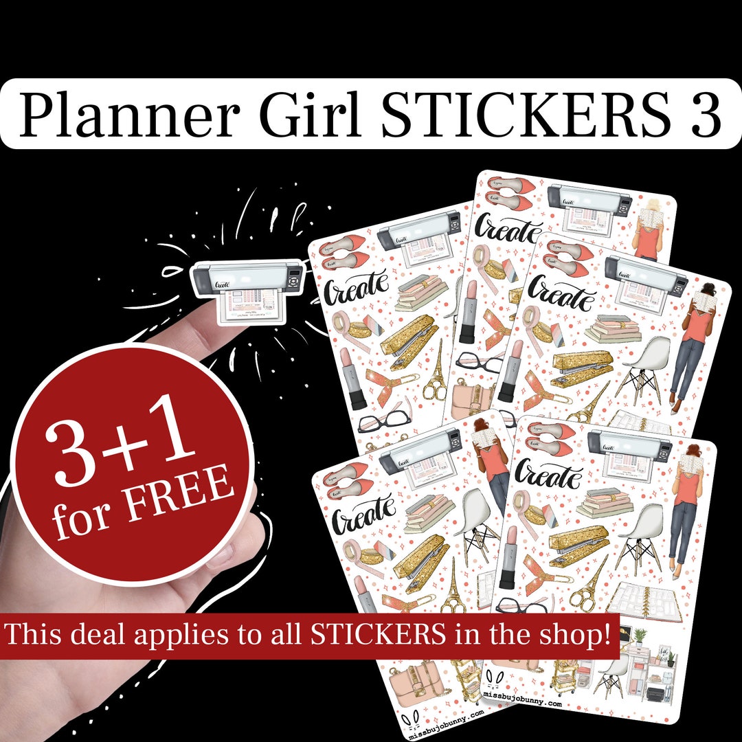 Planner Girl Stickers 3, Work From Home Stickers, Stationary Stickers