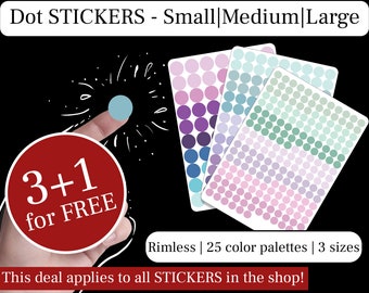 Stipstickers, veelkleurige randloze stickers, 26 kleurenpalet, 3 maten voor Bullet Journal, Happy Planner Filofax Planner