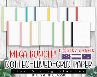 Bundle Summer Time & Watermelon Sugar Dotted, Lined and Grid Paper with 15 color borders! Big and Classic Happy Planner Inserts