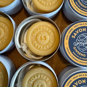 Ginseng y cúrcuma, jabón en cuerda, regalo de lujo fragante, jabón francés artesanal de triple molienda sostenible de manteca de karité orgánica de Marsella