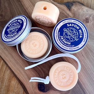 Jasmine Soap On A Rope, Fragrant Unique Luxury Gift, Sustainable Triple-Milled Artisan French Soap, Marseille Soap with Organic Shea Butter